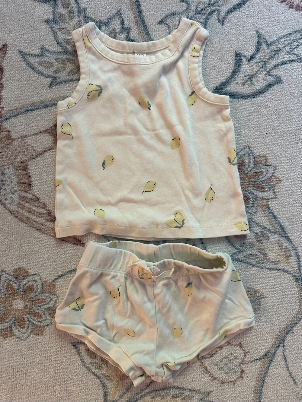 COLORED ORGANICS - Baby/Toddler Lemon Print Tank Top & Shorts Set - Cream